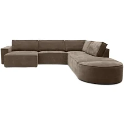 Hoekbank Segment met hockers be cotton light brown rechts