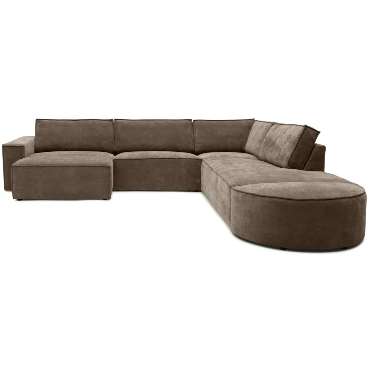 Hoekbank Segment met hockers be cotton light brown rechts