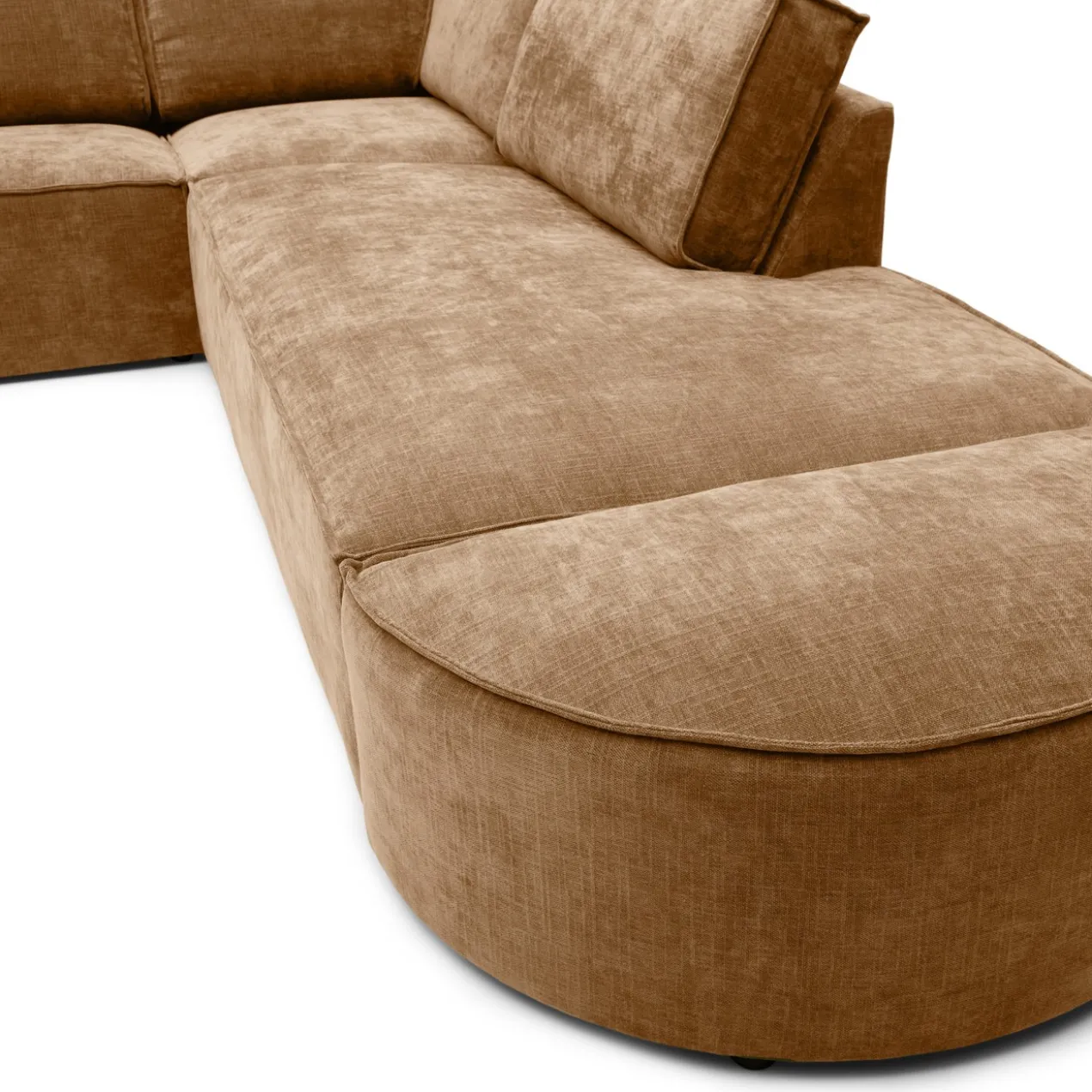 Hoekbank Segment met hockers be cotton ocher rechts