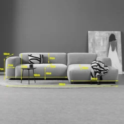 Hoekbank Silvano lichtgrijs chaise longue rechts