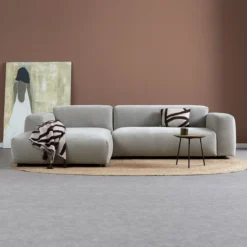 Hoekbank Silvano lichtgrijs chaise longue links
