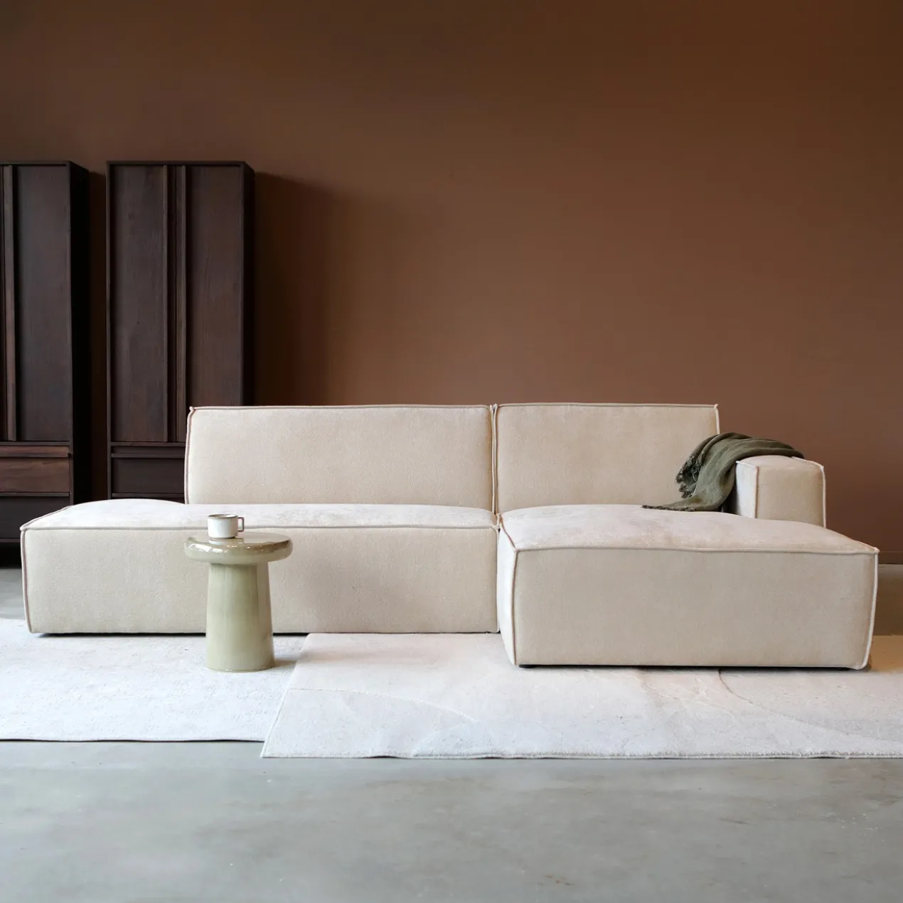 Hoekbank Sorello beige chaise longue rechts