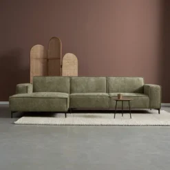 Hoekbank Valora groen chaise longue links
