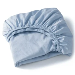 Hoeslaken Cotton Satin ice blue 90x200+35cm