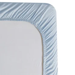 Hoeslaken Cotton Satin ice blue 90x200+35cm
