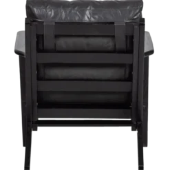 Houston fauteuil leer/hout zwart