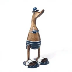 Houten eend gestreepte bikini met badslippers