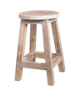 Houten krukje naturel whitewash