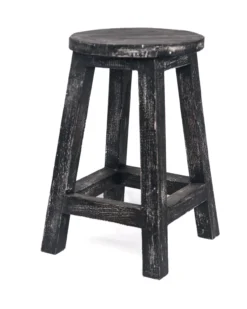 Houten krukje zwart whitewash