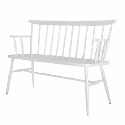Houten spijlenbank Laura Wit