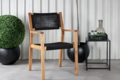 Houten tuinstoel Indra - met armleuningen Zwart