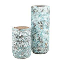 Houten vaas turquoise - Medium