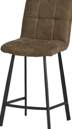 Industriële barkruk bolero – cowboy stof olive met zwart frame