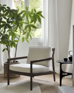 Jack loungestoel donkerbruin mahonie - ivory