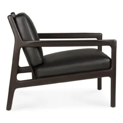 Jack loungestoel donkerbruin mahonie - zwart leer