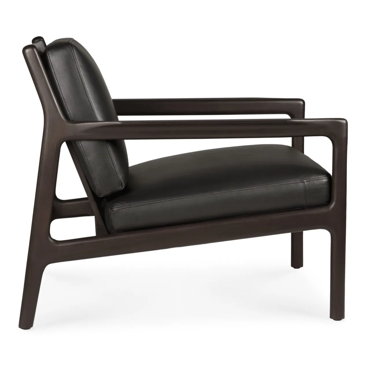 Jack loungestoel donkerbruin mahonie - zwart leer