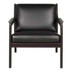 Jack loungestoel donkerbruin mahonie - zwart leer