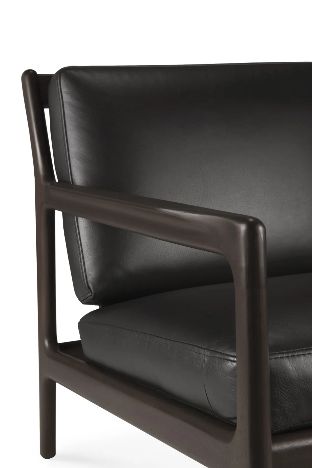 Jack loungestoel donkerbruin mahonie - zwart leer