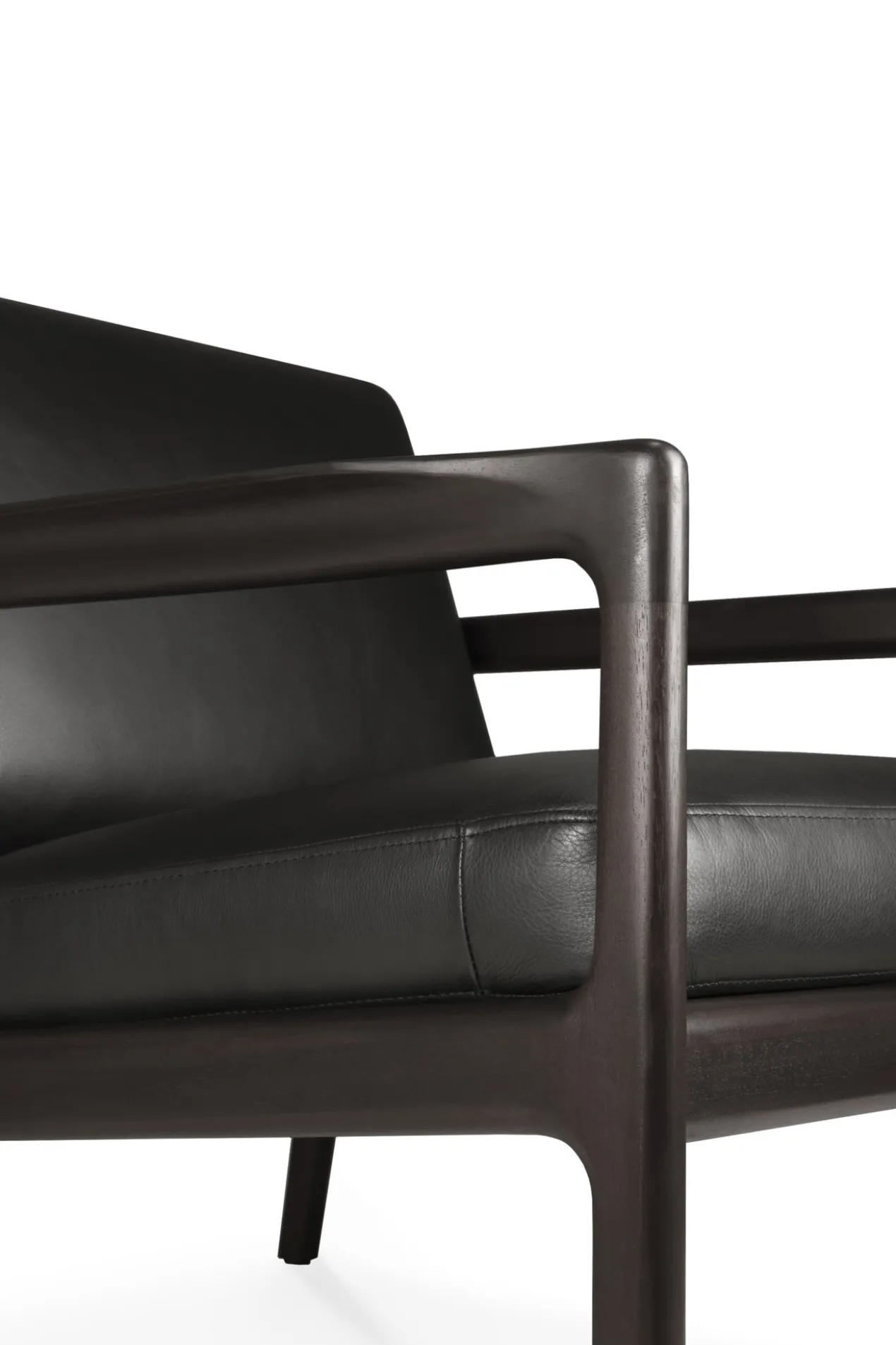 Jack loungestoel donkerbruin mahonie - zwart leer