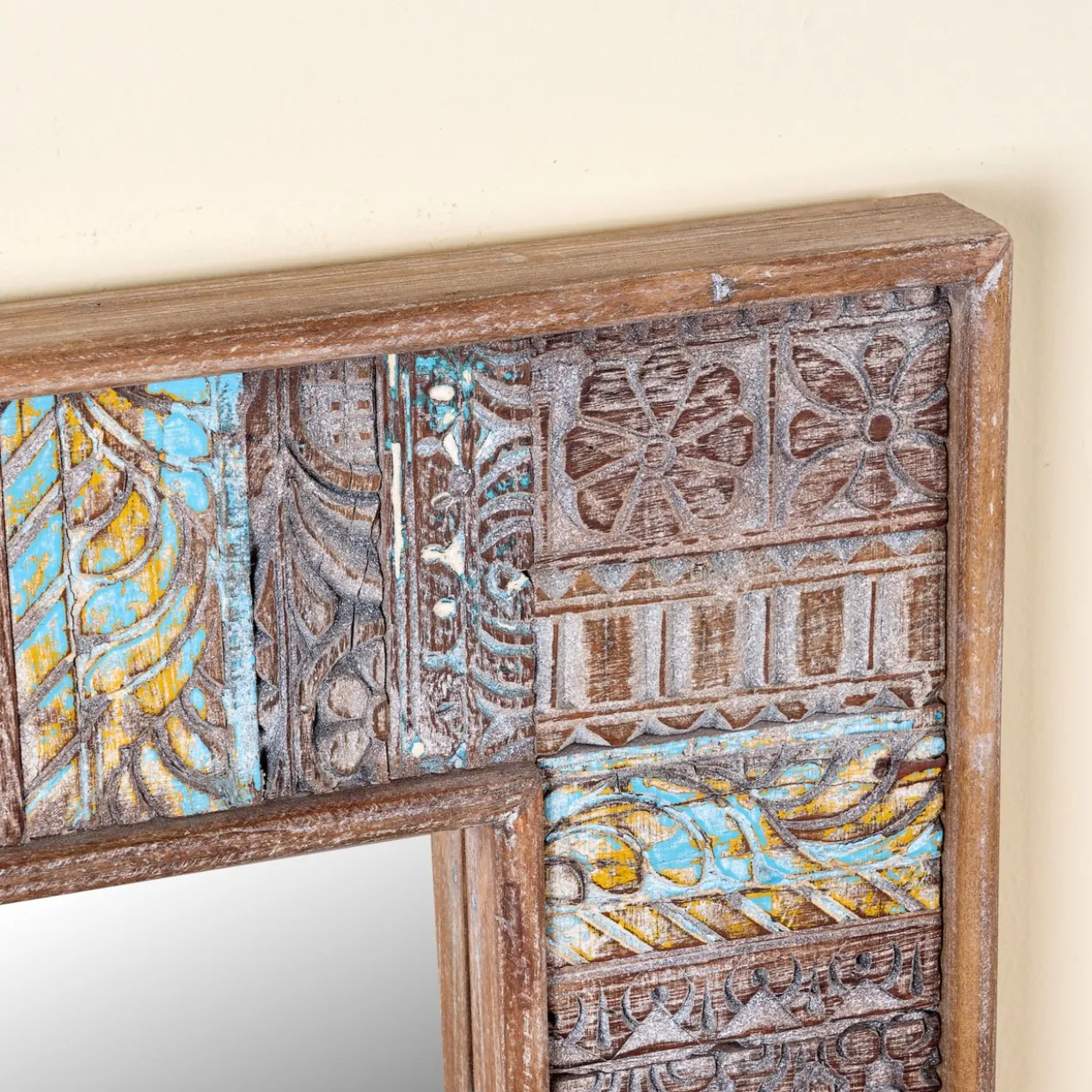 Jalebi - Handgemaakte Patchwork Houten Spiegel