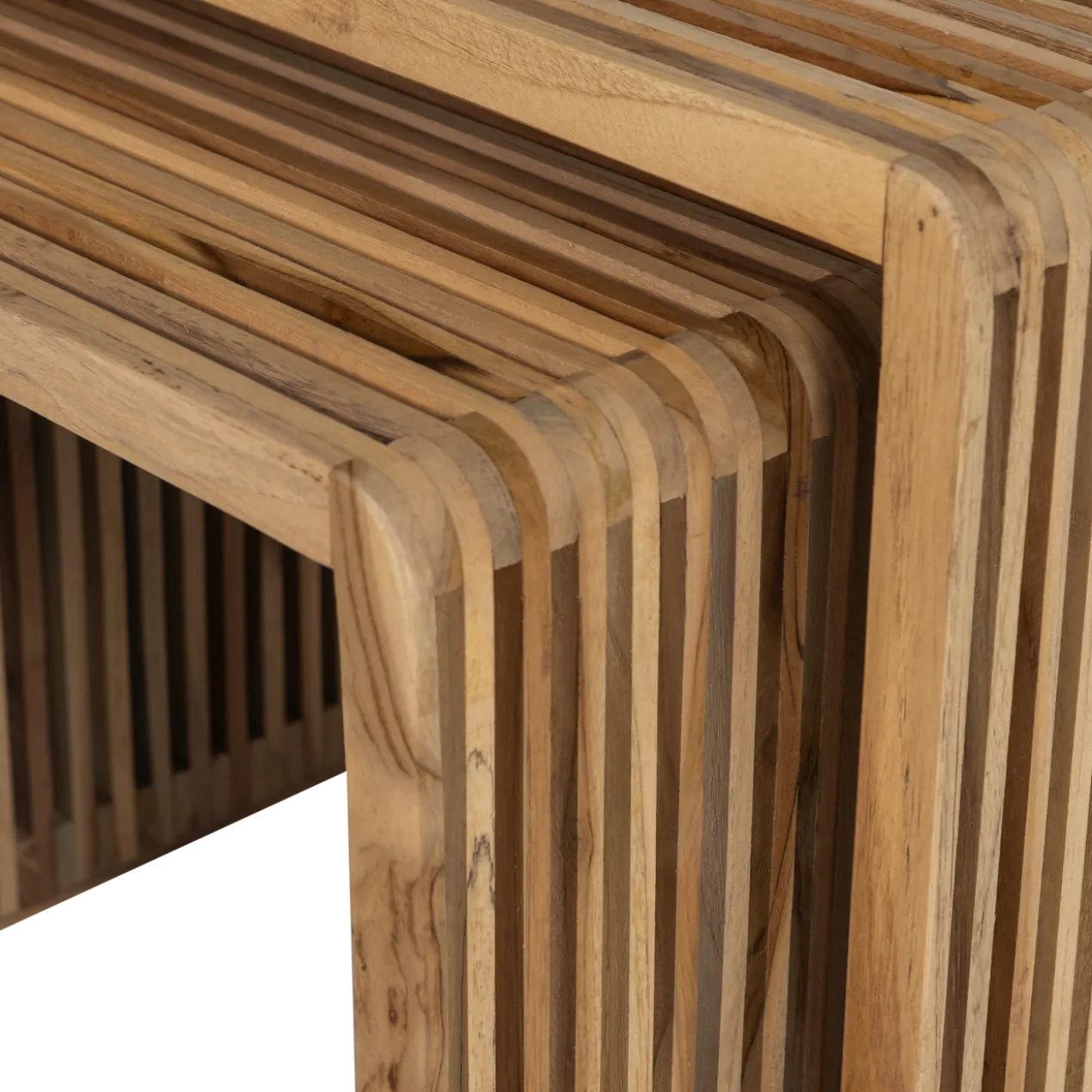 Jasmijn bijzettafel recycled teak naturel - set van 2
