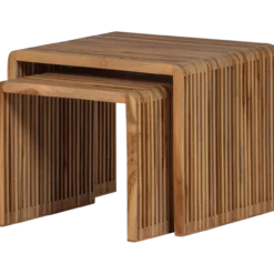 Jasmijn bijzettafel recycled teak naturel - set van 2