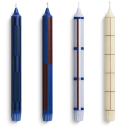 Kaars Pattern blue/silver - set van 4