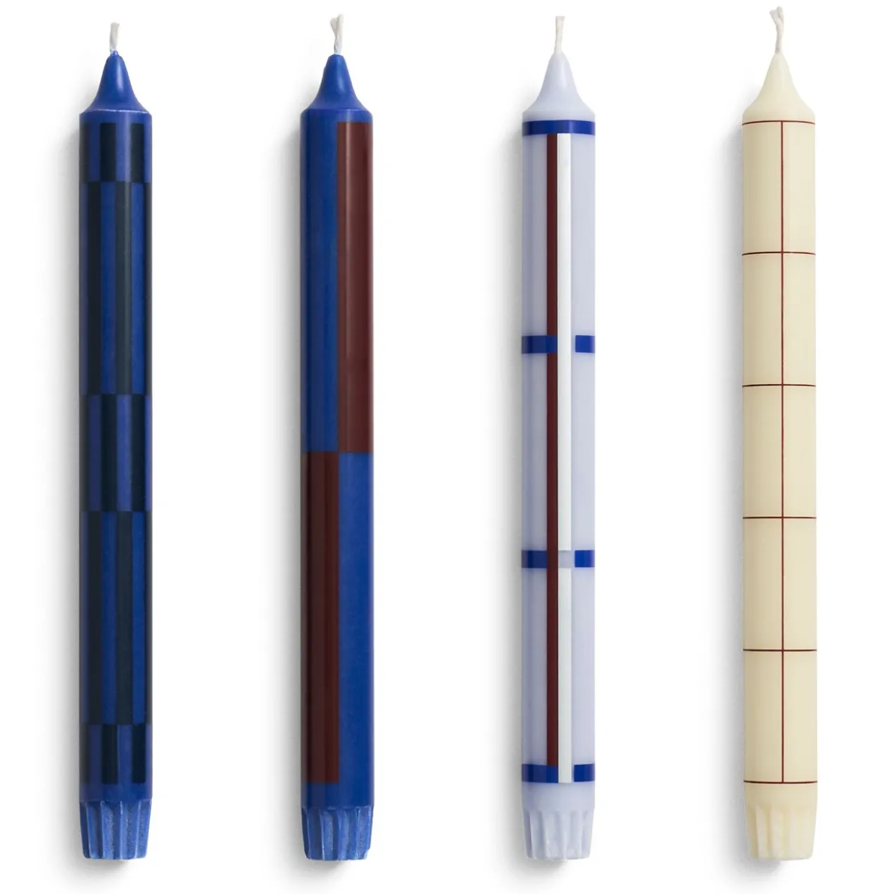 Kaars Pattern blue/silver - set van 4