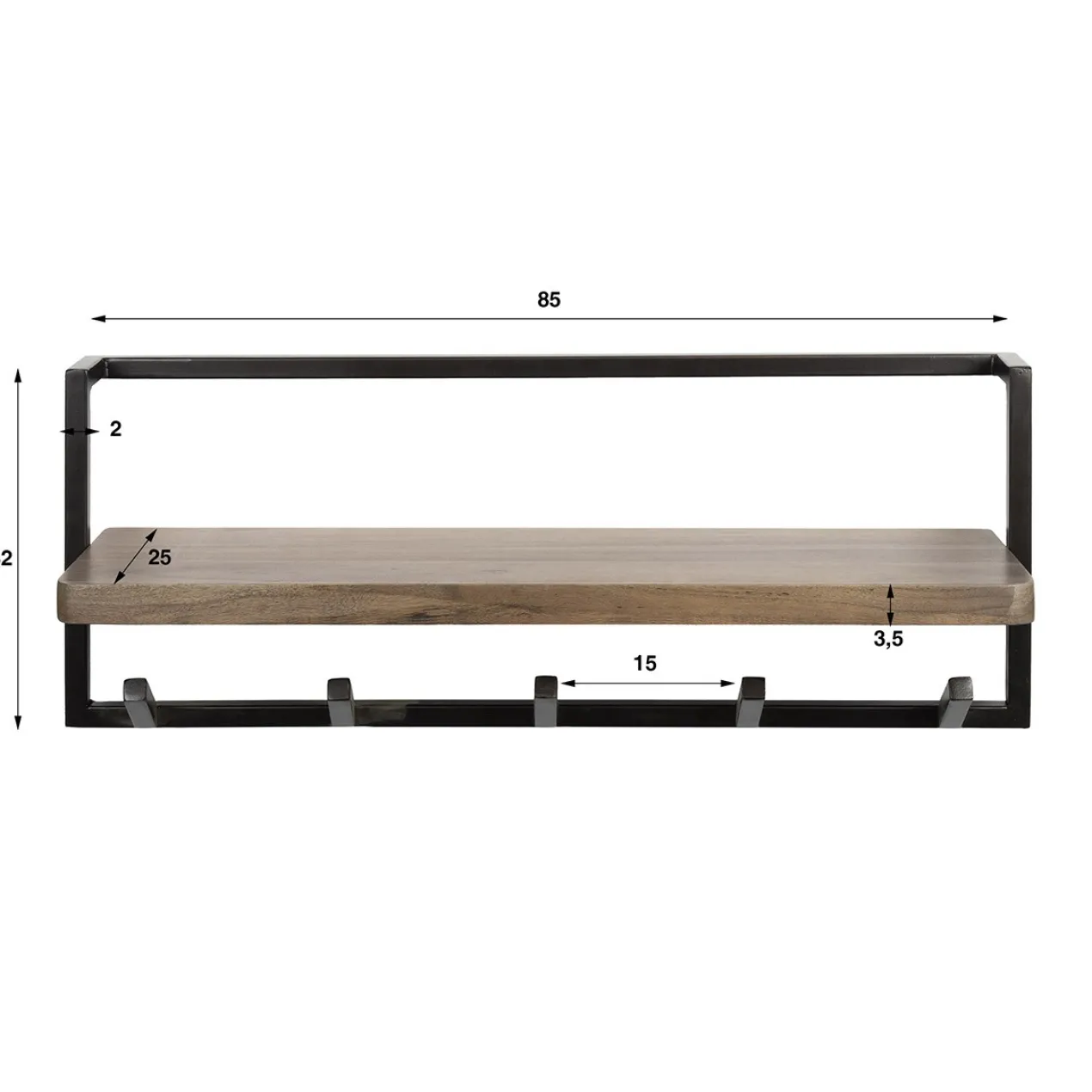 Kapstok Assen plank bruin
