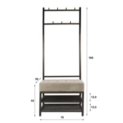 Kapstok Bankje Retro 70 cm
