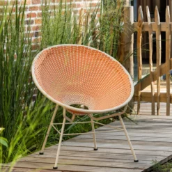 Kazoun tuin loungestoel wicker oranje