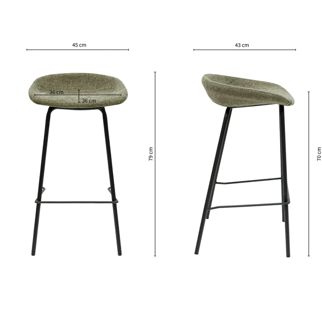 Kick barkruk Riga H70 cm groen