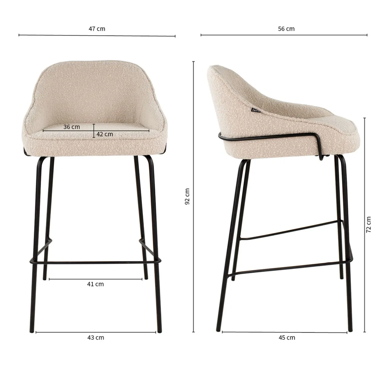 Kick barkruk Sepp - Bouclé - Beige