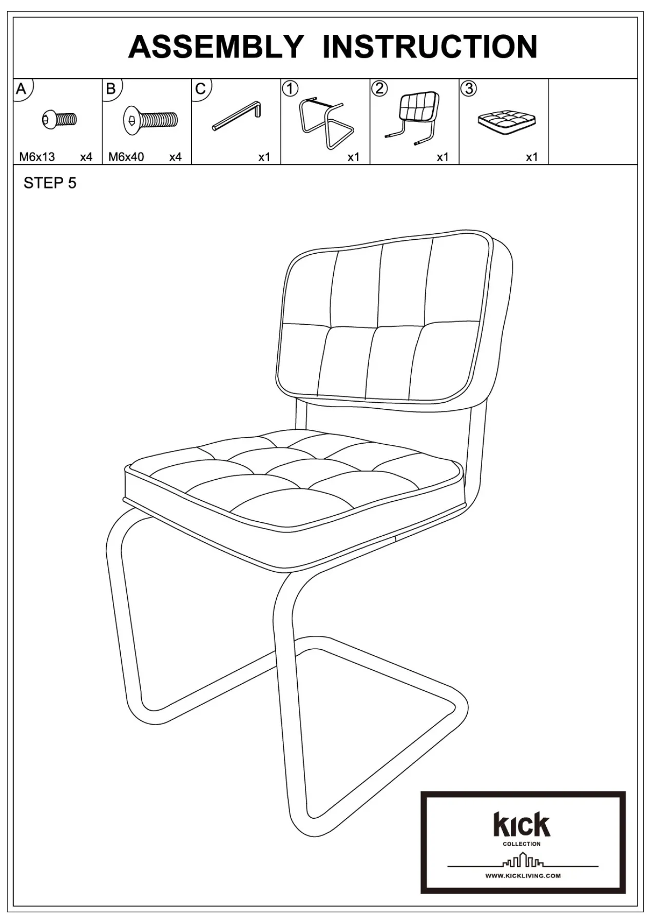 Kick buisframe stoel Ivy - donkergrijs