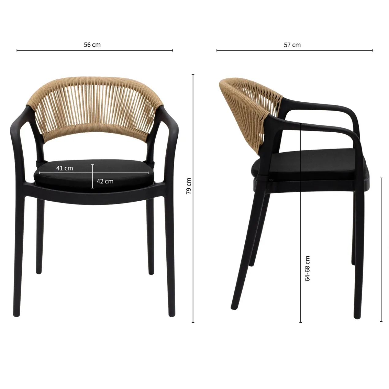 Kick Tuinstoel Coco - Zwart/beige