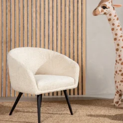 Kinderfauteuil Annika Teddystof Gebroken wit