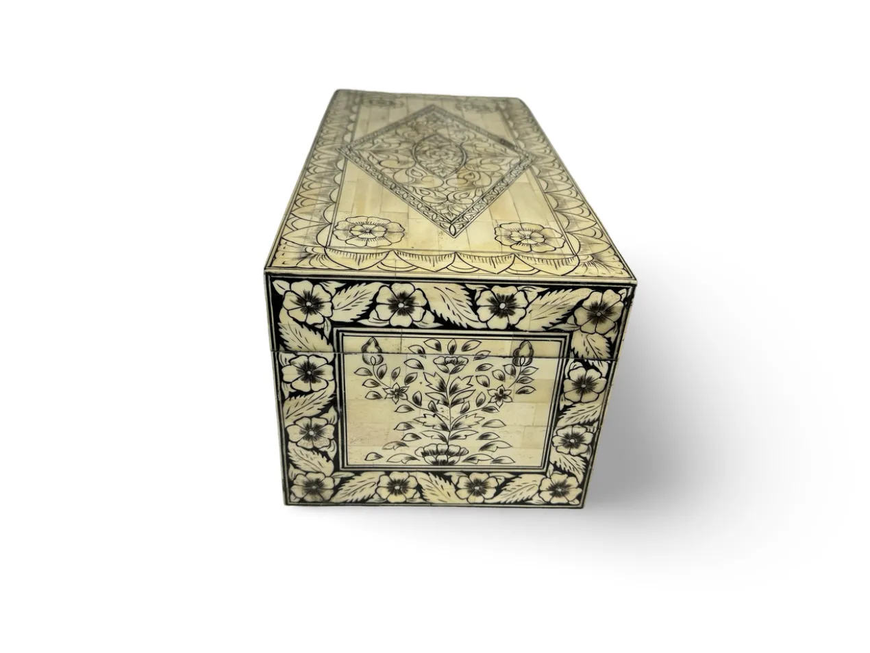 Kist bone inlay wit/zwart