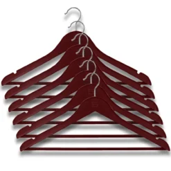 Kledinghangers hout bordeaux - set van 6