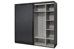 Kledingkast Nox 217 x 221 x 63 cm - Zwart + spiegeldeur