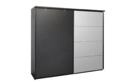 Kledingkast Nox 217 x 221 x 63 cm - Zwart + spiegeldeur