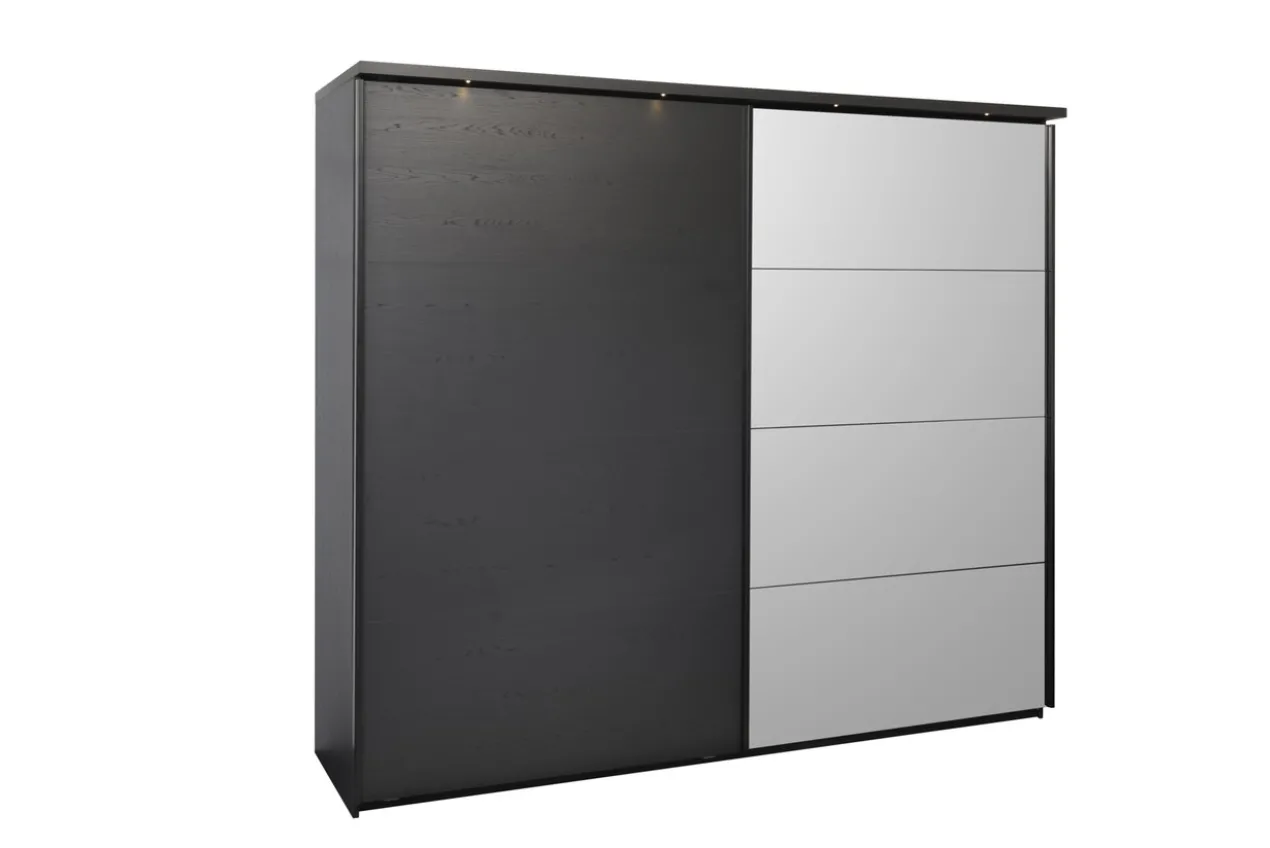 Kledingkast Nox 217 x 221 x 63 cm - Zwart + spiegeldeur