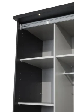 Kledingkast Nox 245 x 221 x 63 cm - Zwart + spiegeldeur