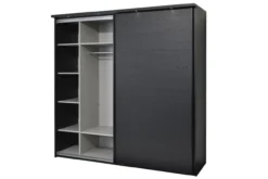 Kledingkast Nox 245 x 221 x 63 cm - Zwart + spiegeldeur