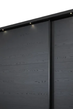 Kledingkast Nox 245 x 221 x 63 cm - Zwart + spiegeldeur