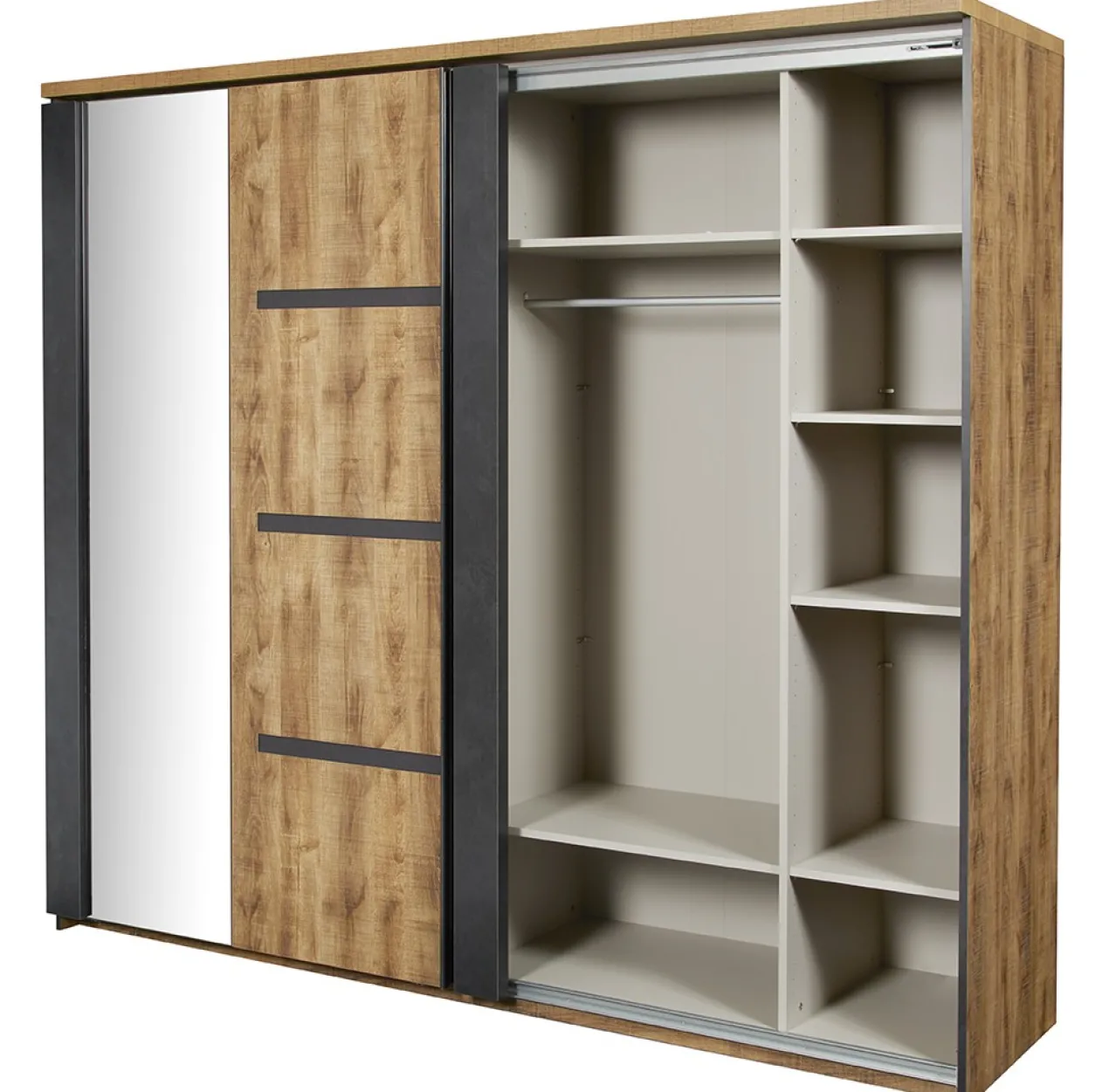 Kledingkast Tropix 245 x 221 x 63 cm - Mango fineer