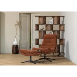 Kube draaifauteuil met hocker bruin