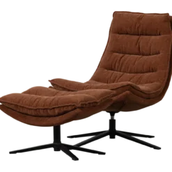 Kube draaifauteuil met hocker bruin