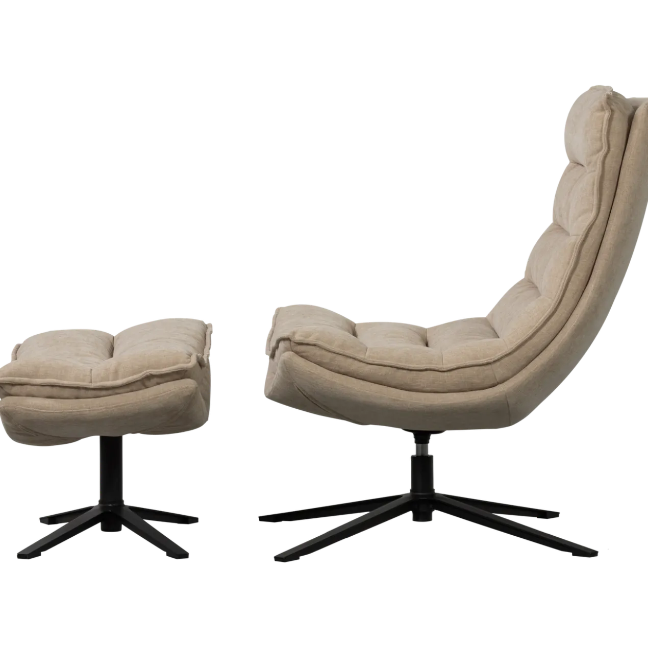 Kube draaifauteuil met hocker naturel