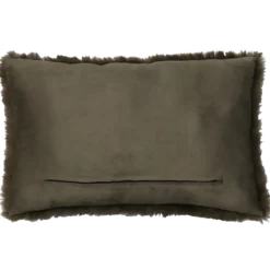 kussen bont 53x36 cm olijf