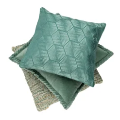 Kussen handgeweven katoen natural seablue